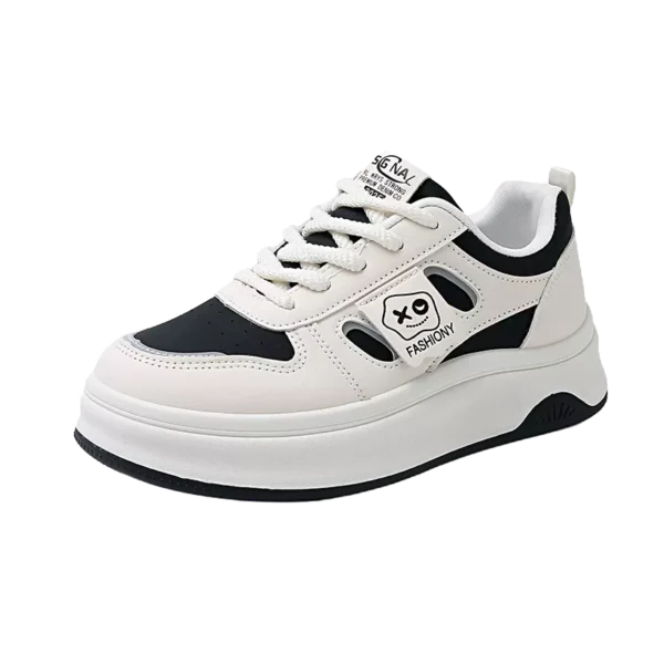 low-top white skate shoes, women's sporty casual 8519