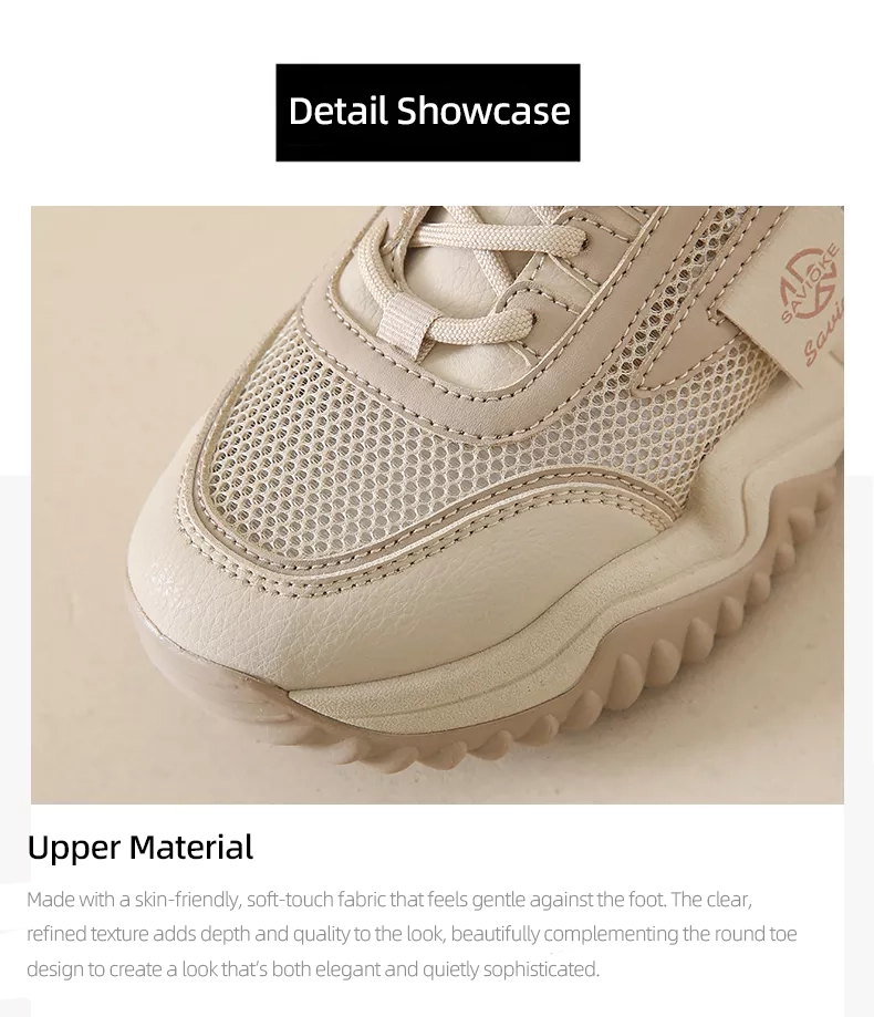 Women's Chunky Sneakers with Inner Height Increase and Thick Soles for Casual Wear