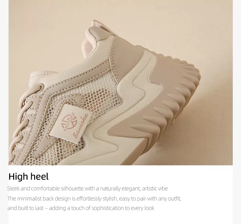 Women's Chunky Sneakers with Inner Height Increase and Thick Soles for Casual Wear