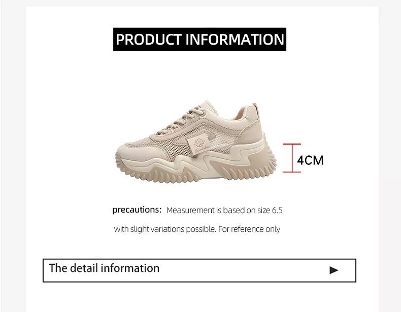 Women's Chunky Sneakers with Inner Height Increase and Thick Soles for Casual Wear