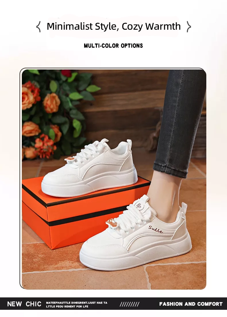 white sneakers, skate shoes, casual and versatile women's shoes EP912