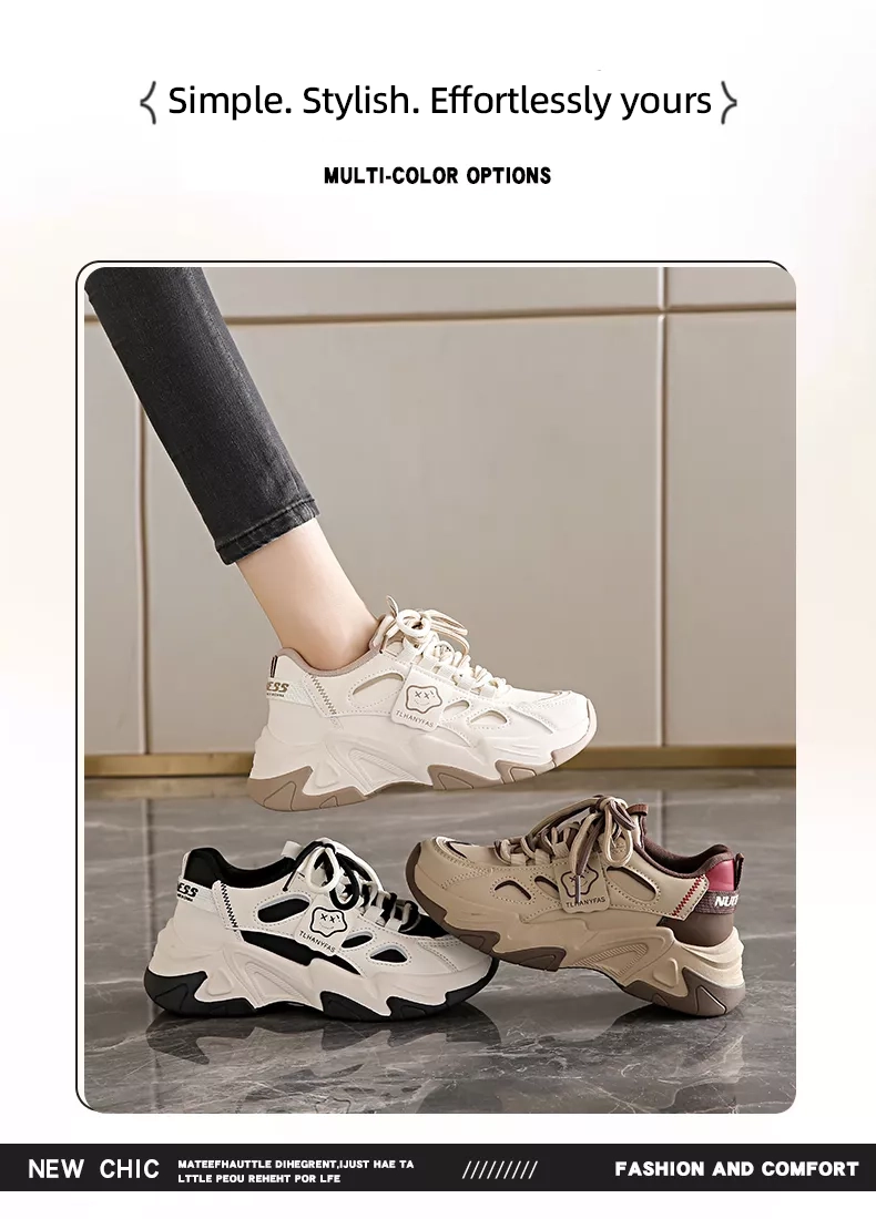 Low-cut leather dad shoes / sports casual and versatile women’s shoes