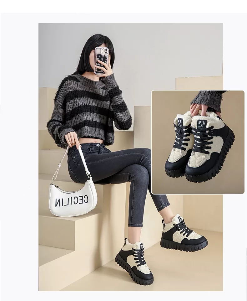 High-Top Fleece-Lined Warm Casual Sports Sneakers for Winter