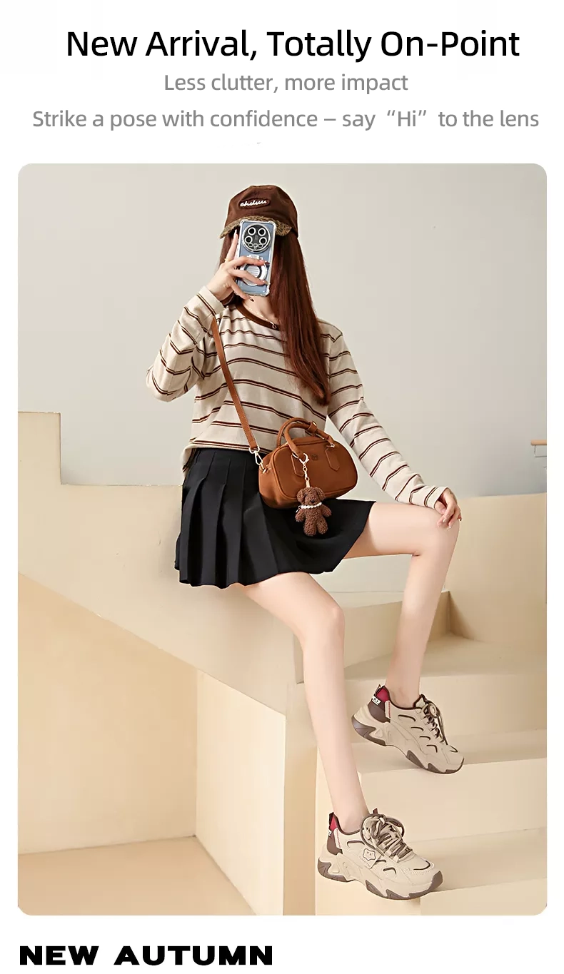 Low-cut leather dad shoes / sports casual and versatile women’s shoes