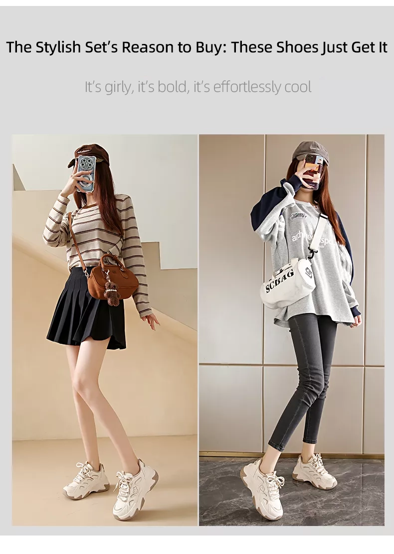 Low-cut leather dad shoes / sports casual and versatile women’s shoes