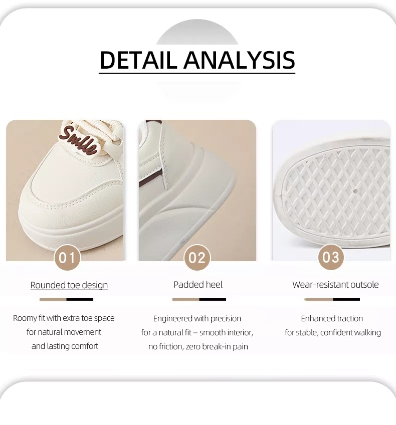 white sneakers, skate shoes, casual and versatile women's shoes EP912