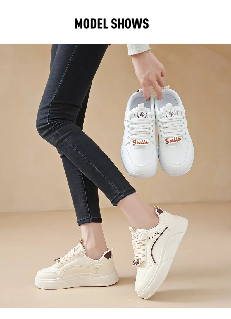 white sneakers, skate shoes, casual and versatile women's shoes EP912