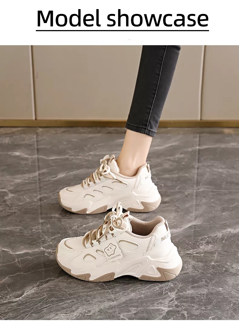 Low-cut leather dad shoes / sports casual and versatile women’s shoes