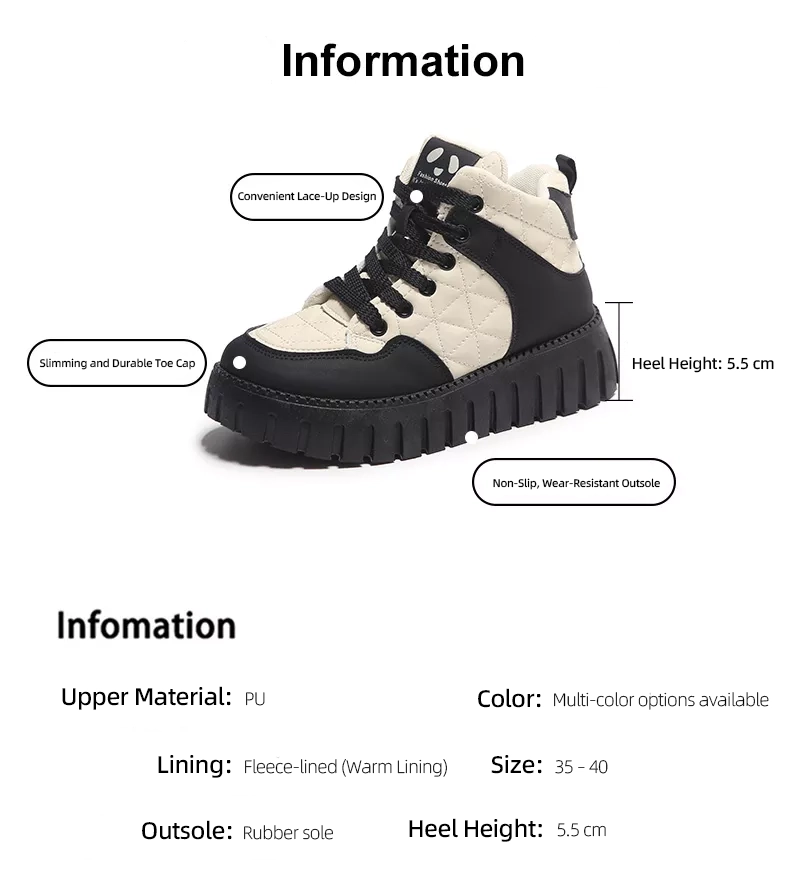 High-Top Fleece-Lined Warm Casual Sports Sneakers for Winter