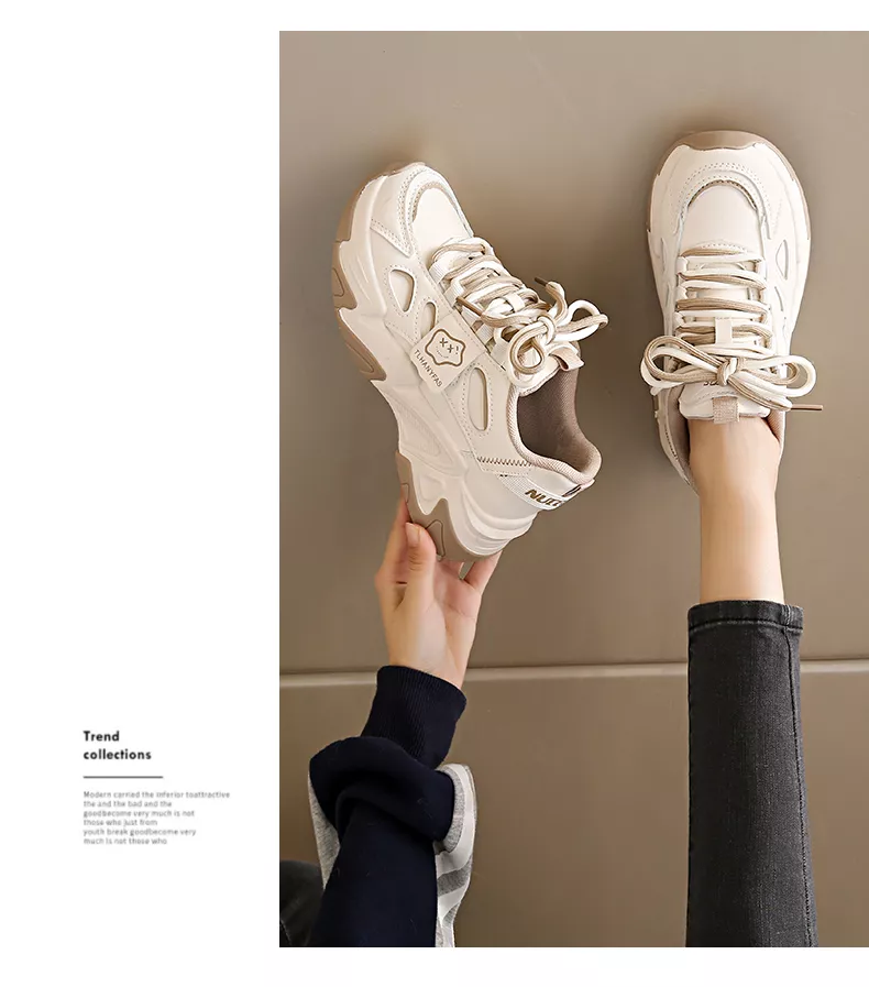 Low-cut leather dad shoes / sports casual and versatile women’s shoes