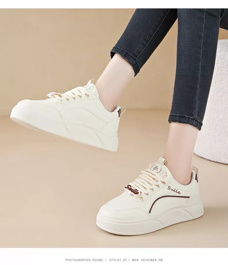 white sneakers, skate shoes, casual and versatile women's shoes EP912