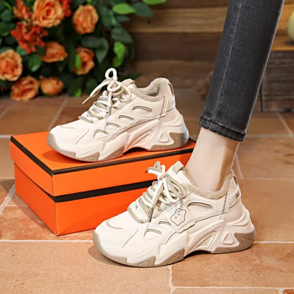 Low-cut leather dad shoes / sports casual and versatile women’s shoes