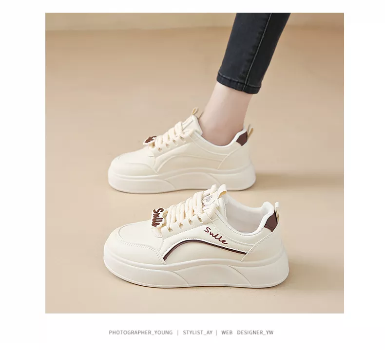 white sneakers, skate shoes, casual and versatile women's shoes EP912