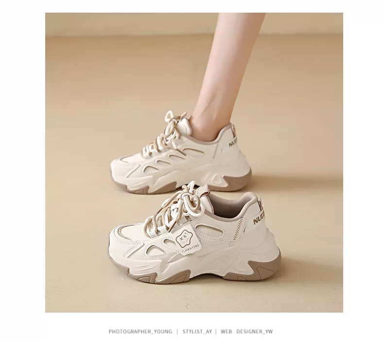 Low-cut leather dad shoes / sports casual and versatile women’s shoes