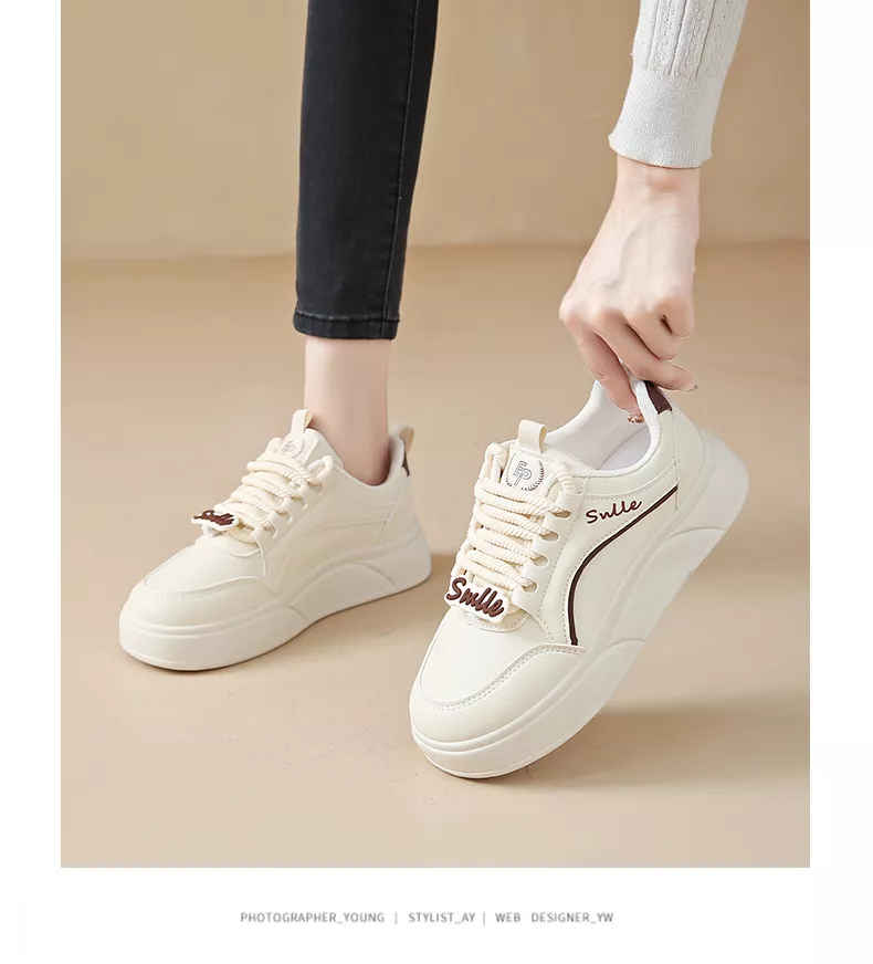 white sneakers, skate shoes, casual and versatile women's shoes EP912