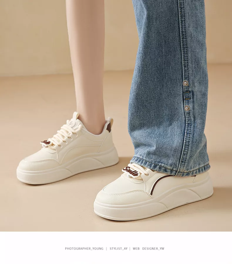 white sneakers, skate shoes, casual and versatile women's shoes EP912