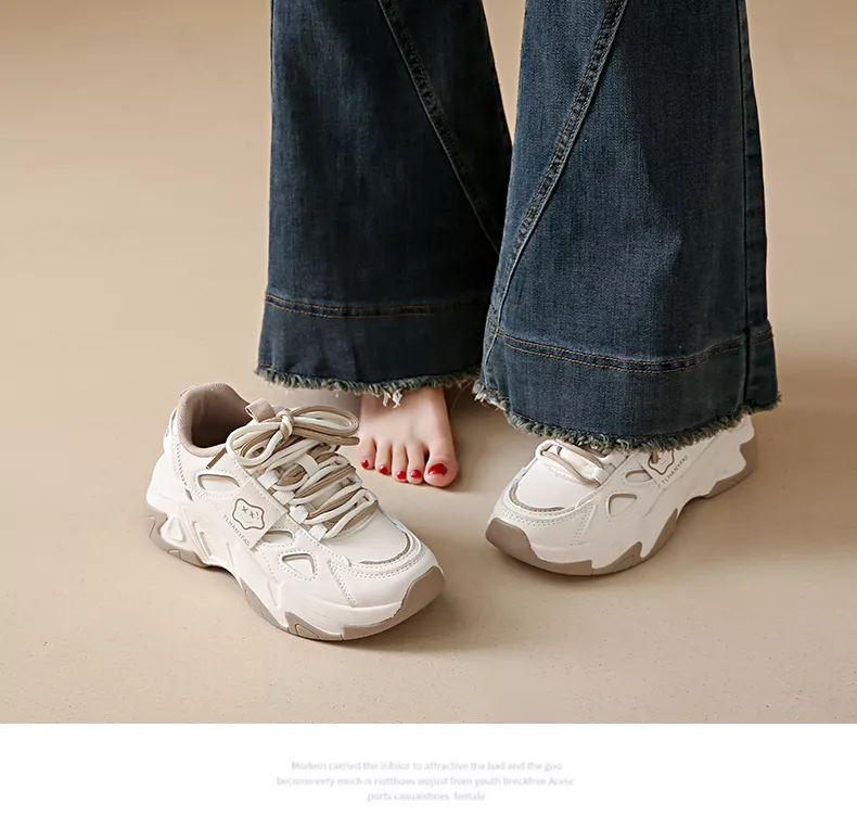Low-cut leather dad shoes / sports casual and versatile women’s shoes