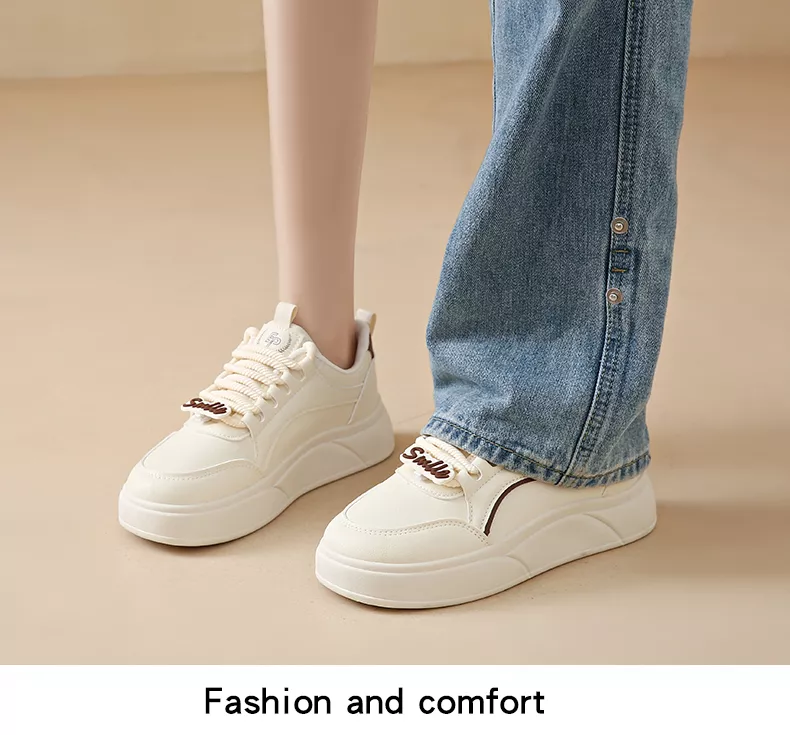 white sneakers, skate shoes, casual and versatile women's shoes EP912