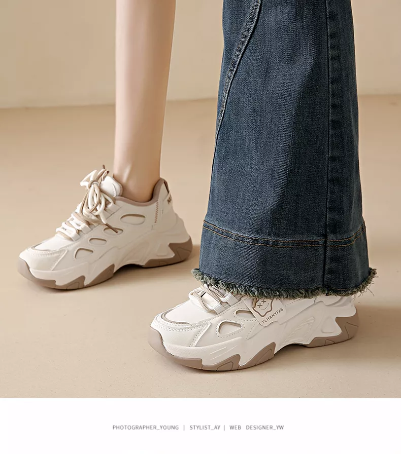 Low-cut leather dad shoes / sports casual and versatile women’s shoes