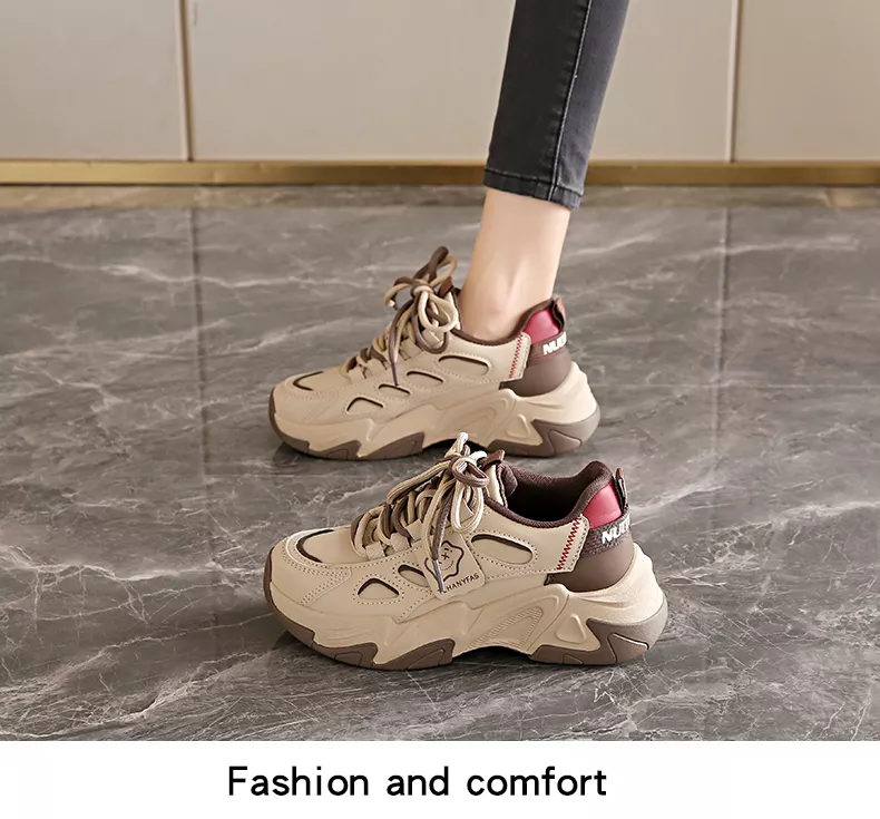 Low-cut leather dad shoes / sports casual and versatile women’s shoes