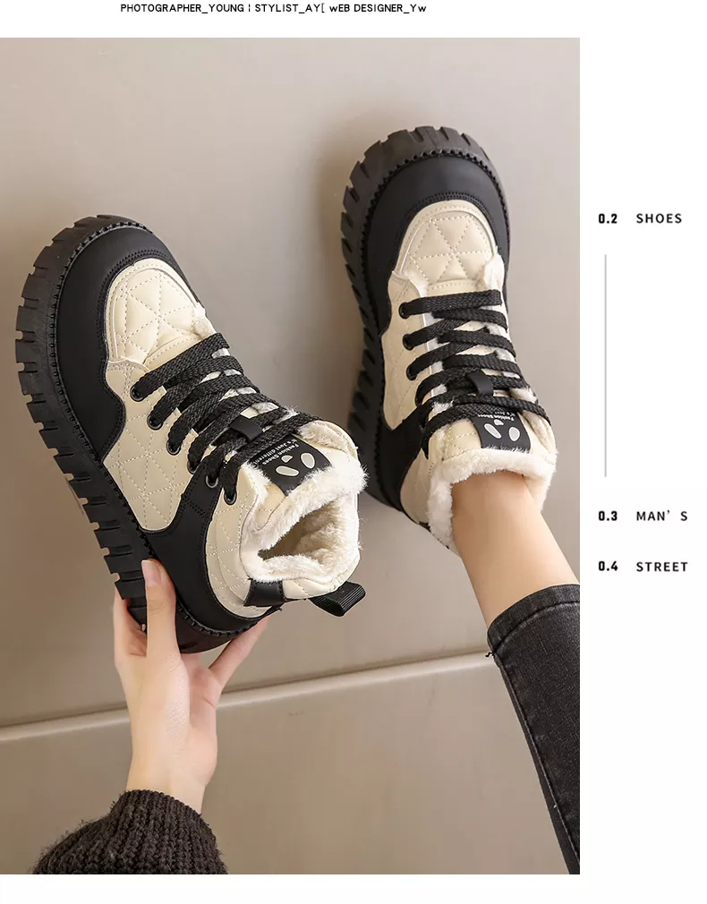 High-Top Fleece-Lined Warm Casual Sports Sneakers for Winter