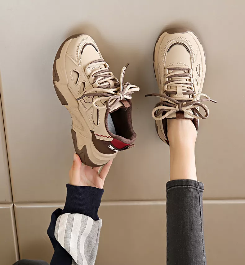 Low-cut leather dad shoes / sports casual and versatile women’s shoes