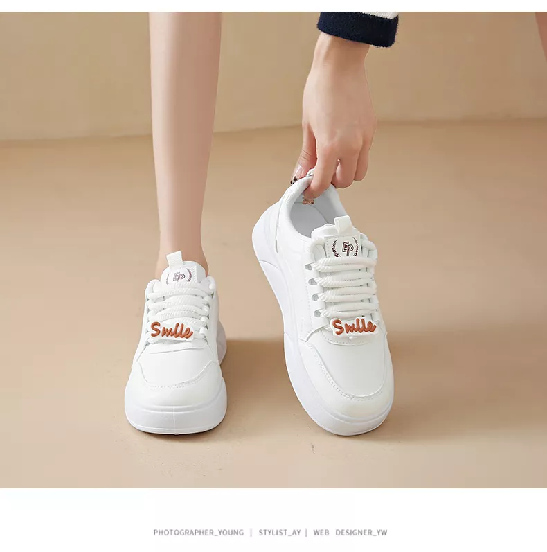 white sneakers, skate shoes, casual and versatile women's shoes EP912