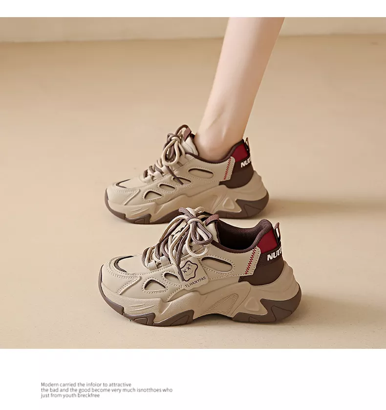 Low-cut leather dad shoes / sports casual and versatile women’s shoes