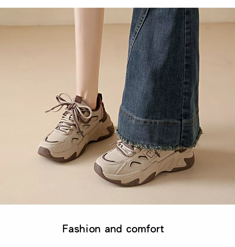 Low-cut leather dad shoes / sports casual and versatile women’s shoes