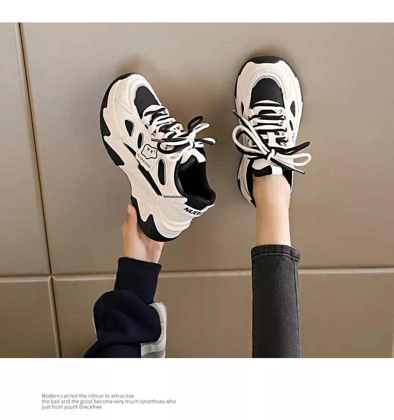 Low-cut leather dad shoes / sports casual and versatile women’s shoes