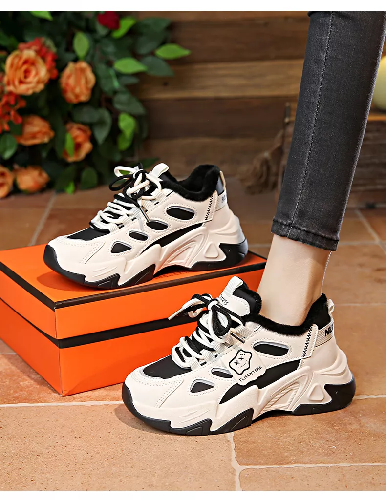 Low-cut leather dad shoes / sports casual and versatile women’s shoes