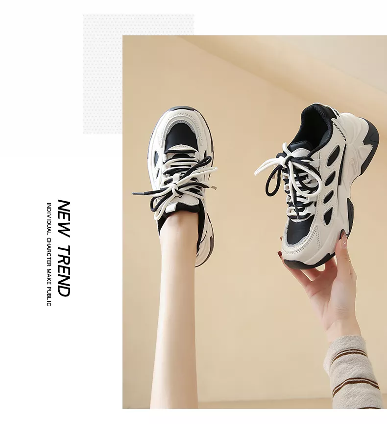 Low-cut leather dad shoes / sports casual and versatile women’s shoes