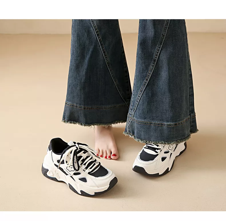 Low-cut leather dad shoes / sports casual and versatile women’s shoes