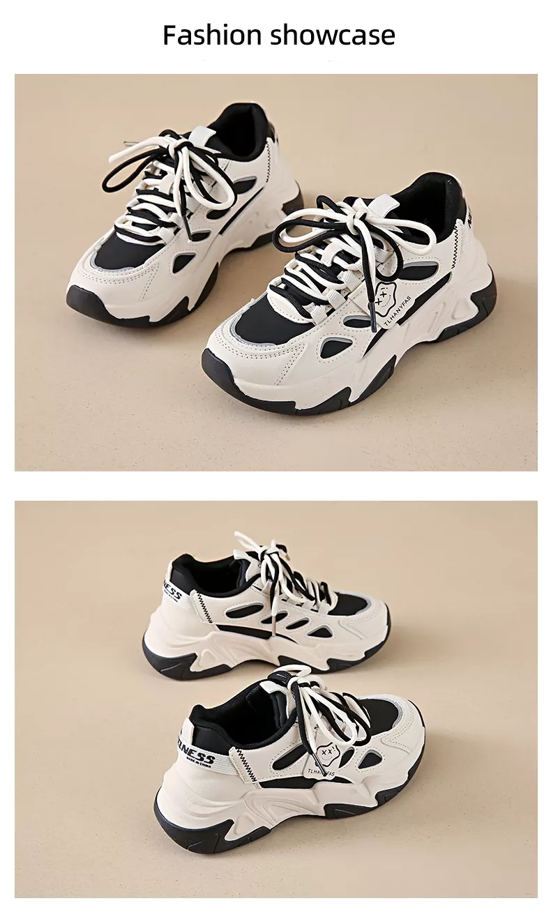 Low-cut leather dad shoes / sports casual and versatile women’s shoes