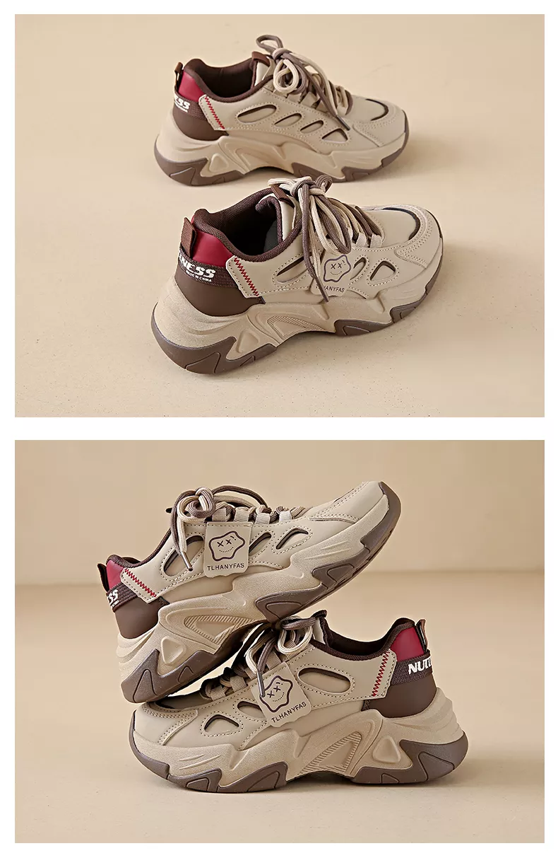 Low-cut leather dad shoes / sports casual and versatile women’s shoes