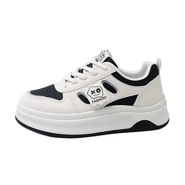low-top white skate shoes, women's sporty casual 8519