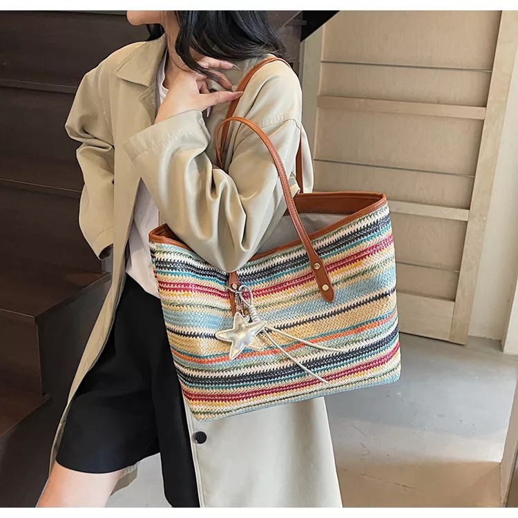 Fashionable and trendy woven shoulder bag