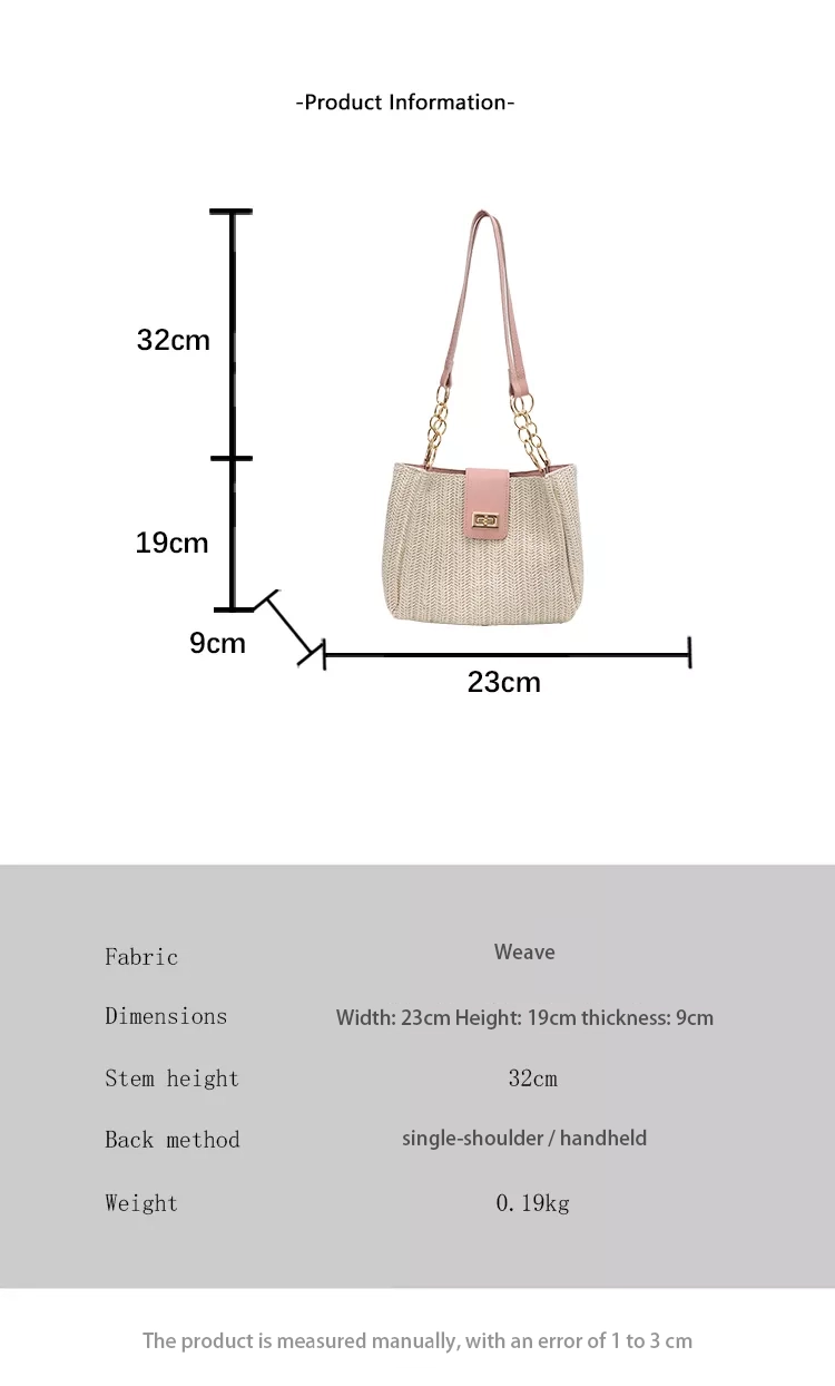 Popular Straw Woven Shoulder Bag with Buckle BAXI6075