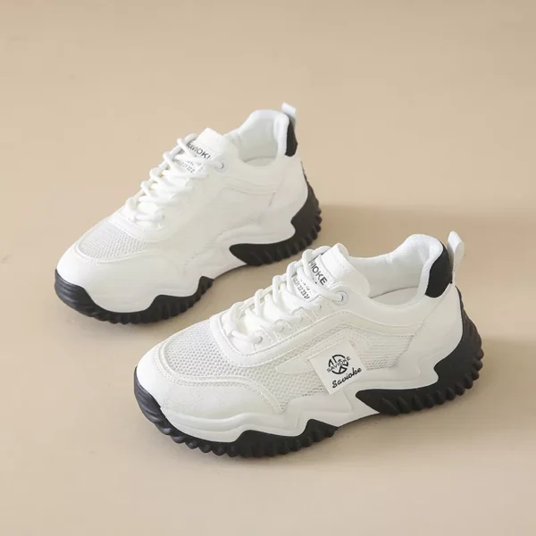 Women's Chunky Sneakers with Inner Height Increase and Thick Soles for Casual Wear