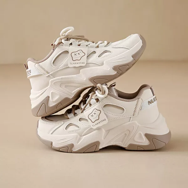 Low-cut leather dad shoes / sports casual and versatile women's shoes