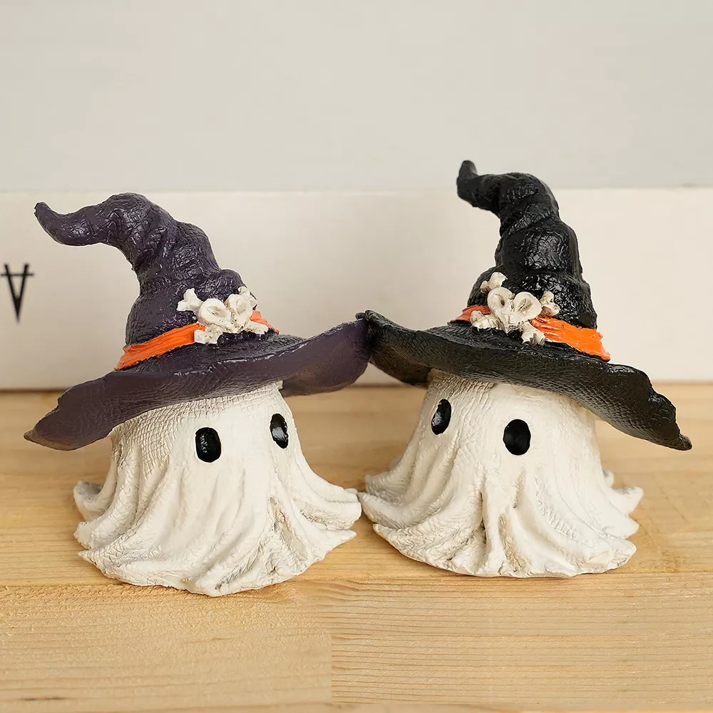Halloween Horror Wizard Hat Little Ghost Creative Resin Craft Gift Garden Decoration