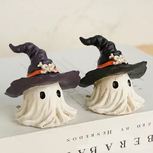 Halloween Horror Wizard Hat Little Ghost Creative Resin Craft Gift Garden Decoration