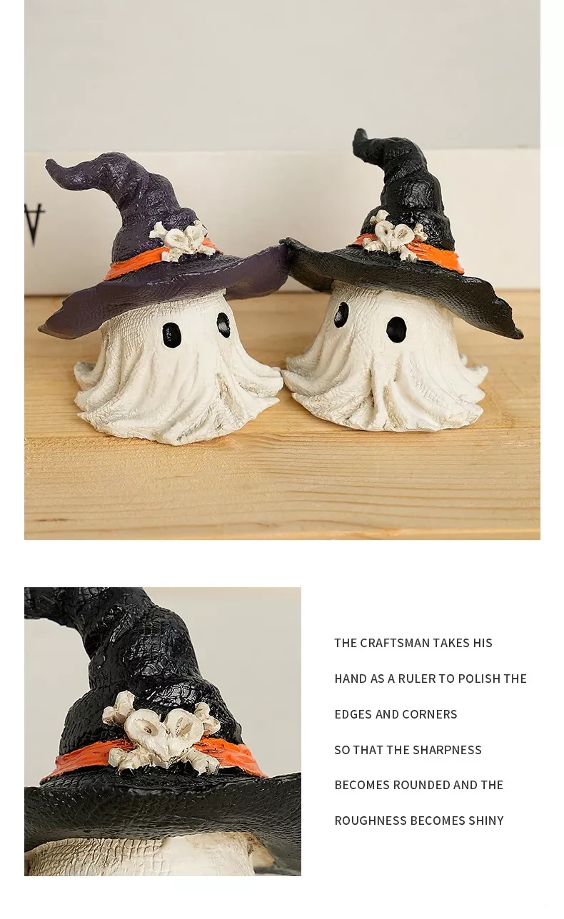 Halloween Horror Wizard Hat Little Ghost Creative Resin Craft Gift Garden Decoration