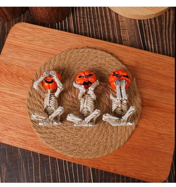 Meditation Yoga Pumpkin-Head Skull Doll Ornament, Halloween Horror Doll for Home Decoration & Scene Setup