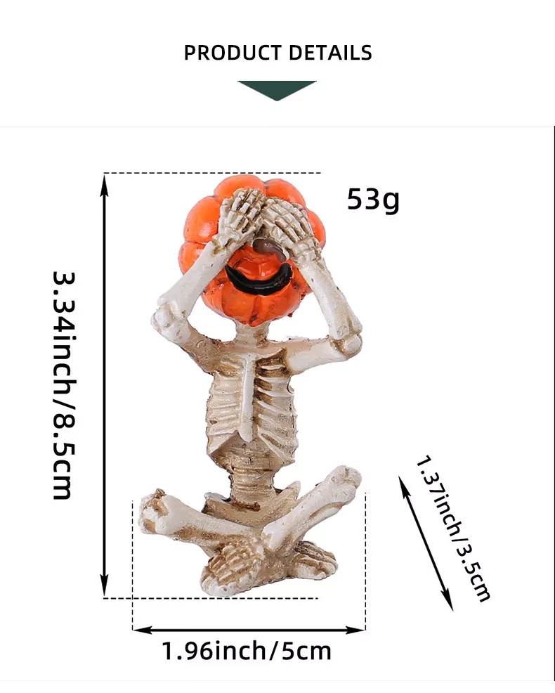 Meditation Yoga Pumpkin-Head Skull Doll Ornament, Halloween Horror Doll for Home Decoration & Scene Setup