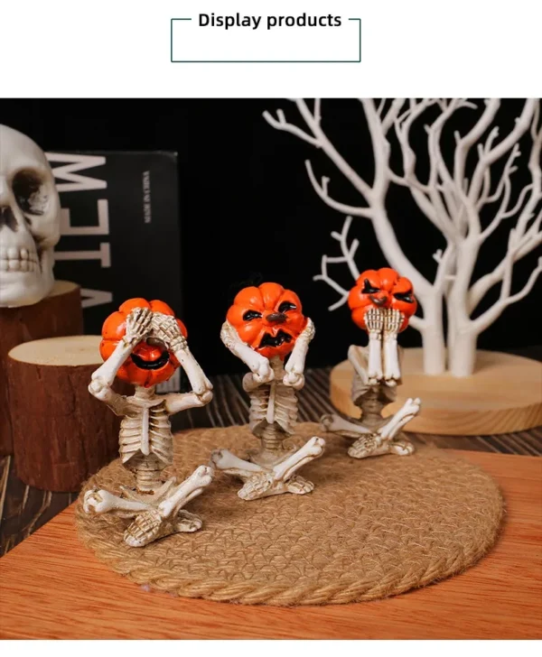 Meditation Yoga Pumpkin-Head Skull Doll Ornament, Halloween Horror Doll for Home Decoration & Scene Setup