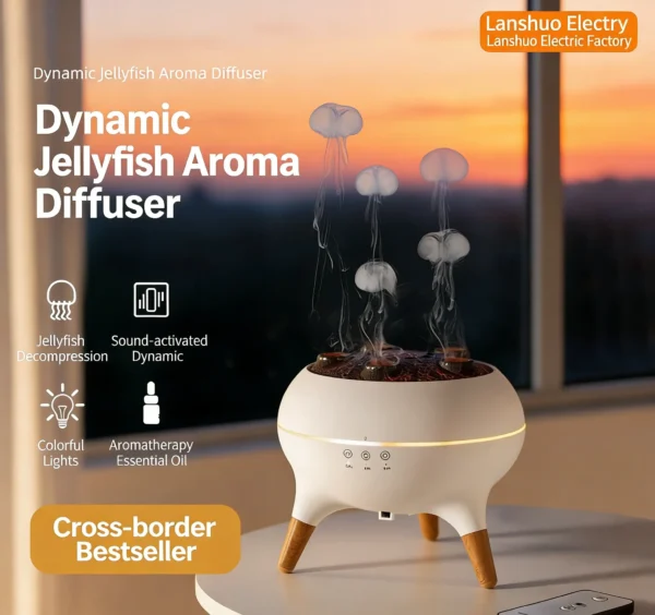 Cross border jellyfish aroma diffuser home essential oil remote control