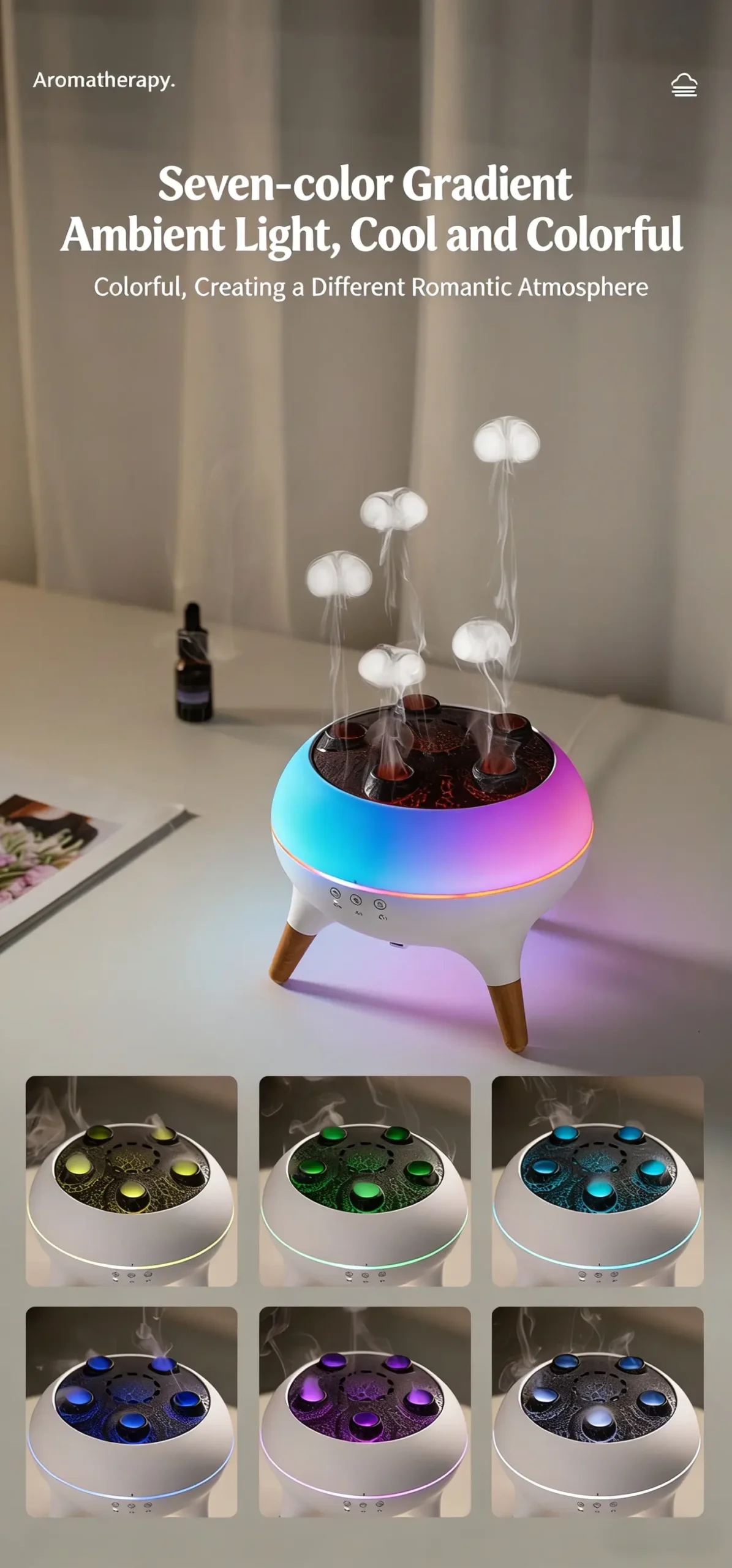 Cross border jellyfish aroma diffuser home essential oil remote control