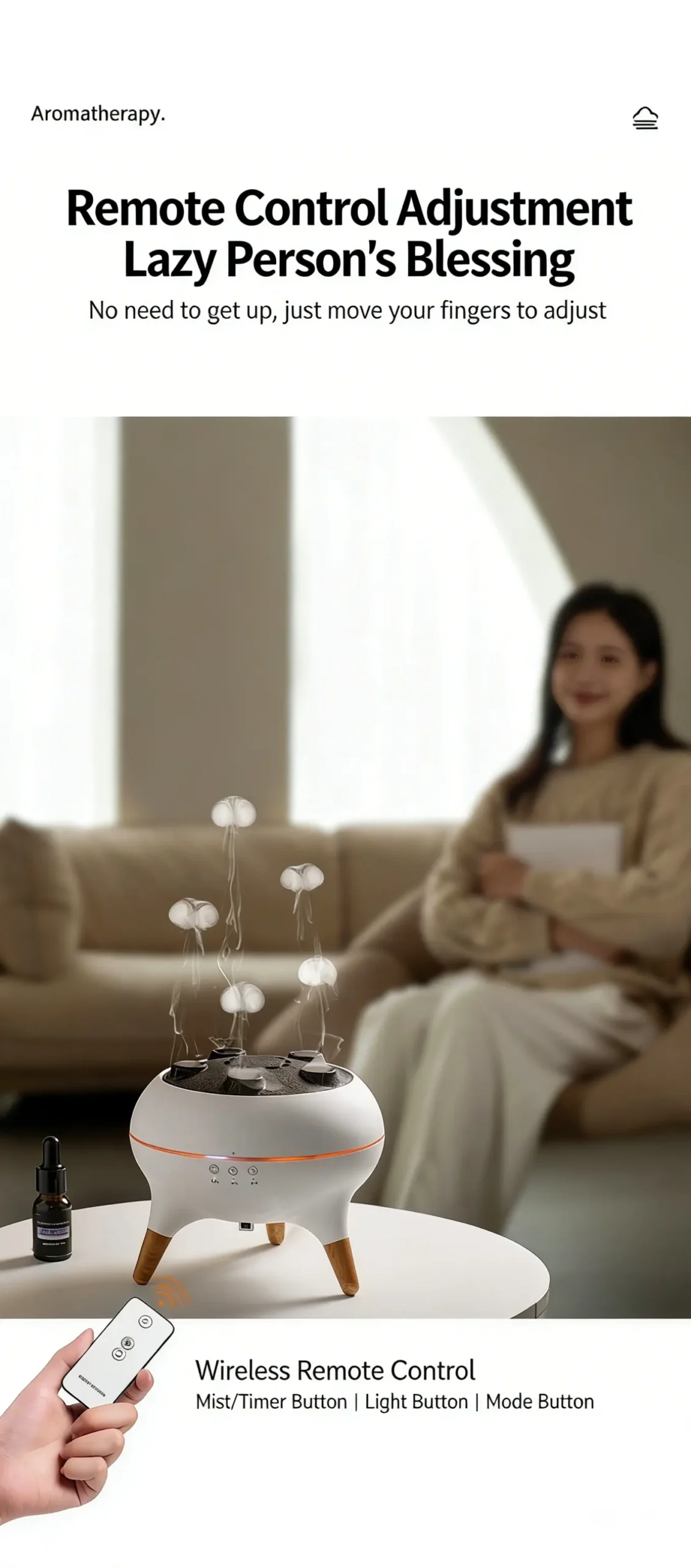 Cross border jellyfish aroma diffuser home essential oil remote control