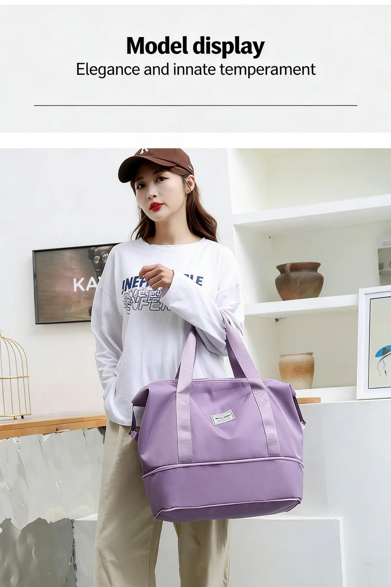 Large capacity portable short travel bag for women fashionable